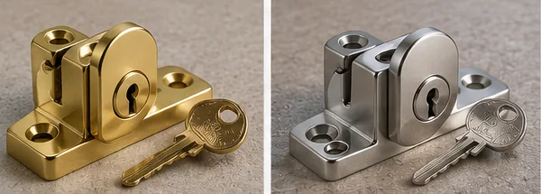 Illustrative brass keyed sash window lock