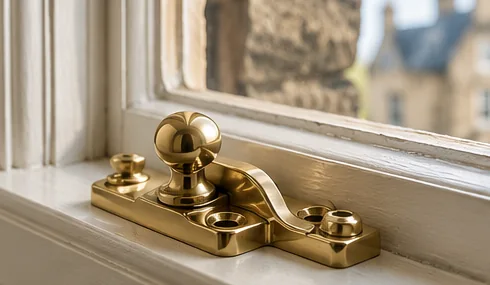 Illustrative traditional sash window meeting-rail fastener