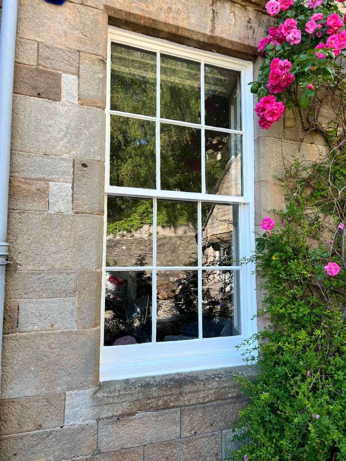 Restored traditional sash and case windows in Bridge of Allan