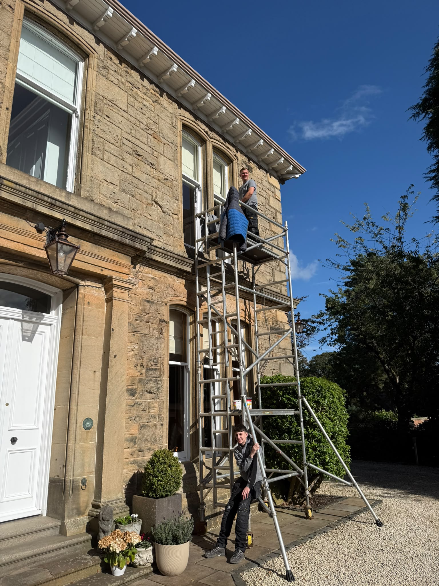 Traditional timber sash and case window undergoing repair